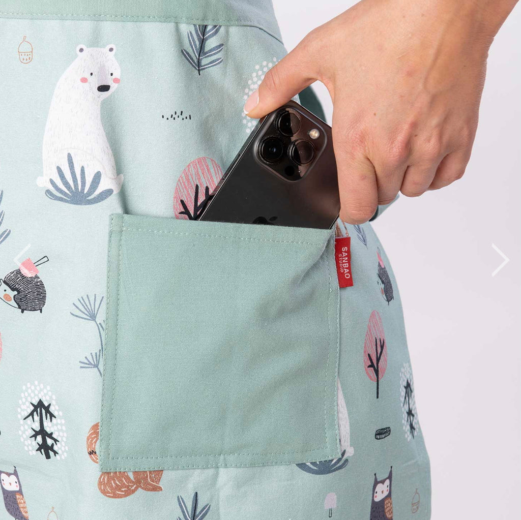 Split Leg Pottery Apron - Forest Animals