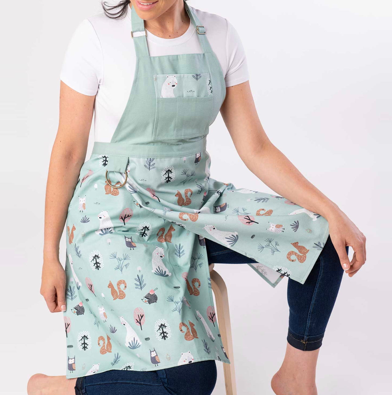 Split Leg Pottery Apron - Forest Animals