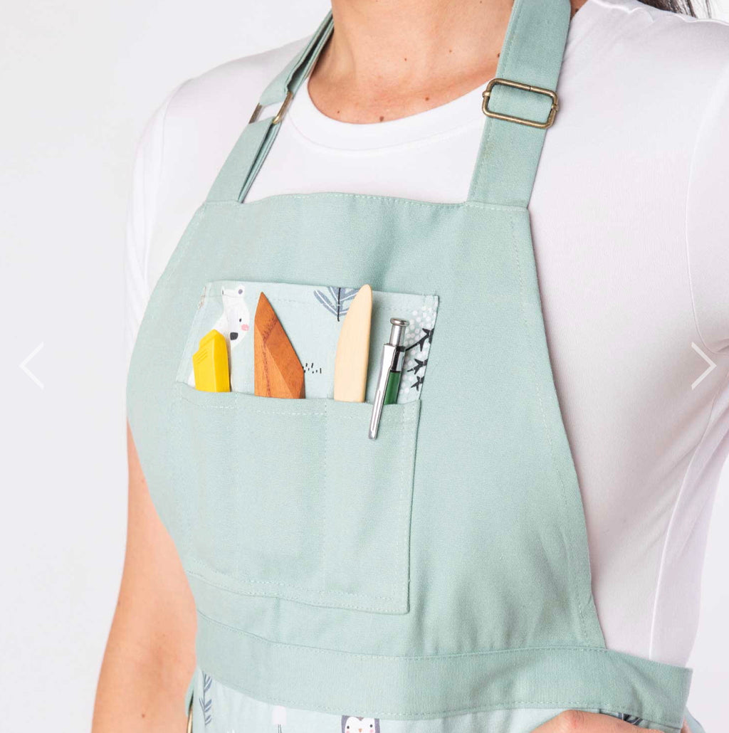Split Leg Pottery Apron - Forest Animals