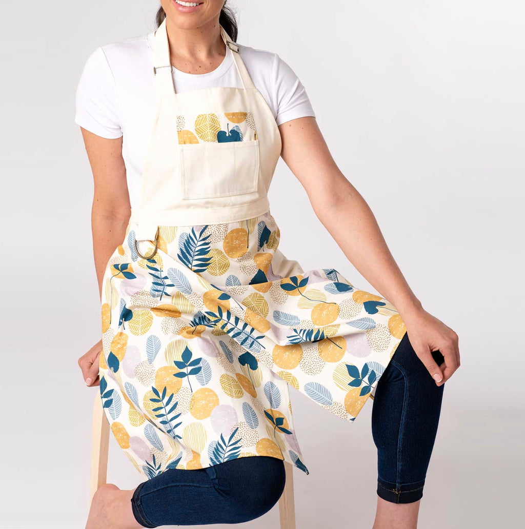 Split Leg Pottery Apron - Pastel Leaf