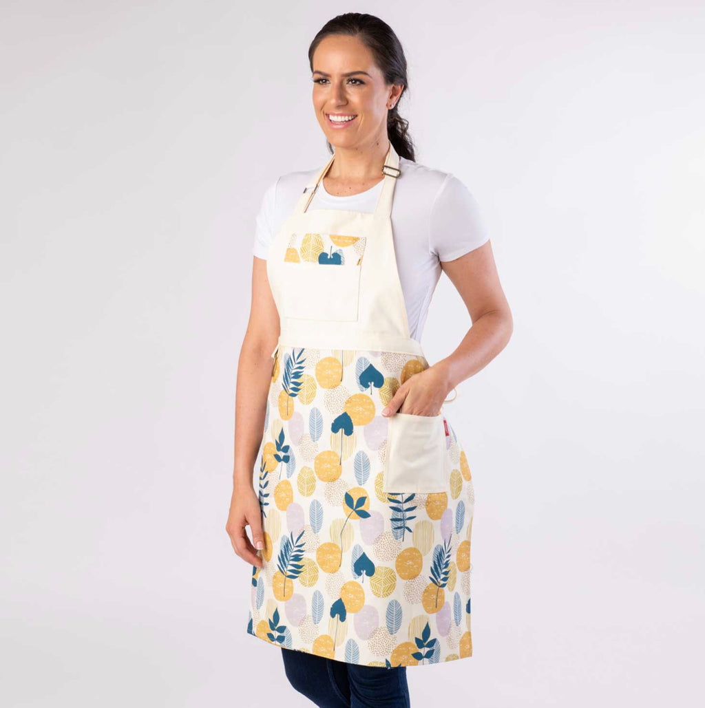 Split Leg Pottery Apron - Pastel Leaf