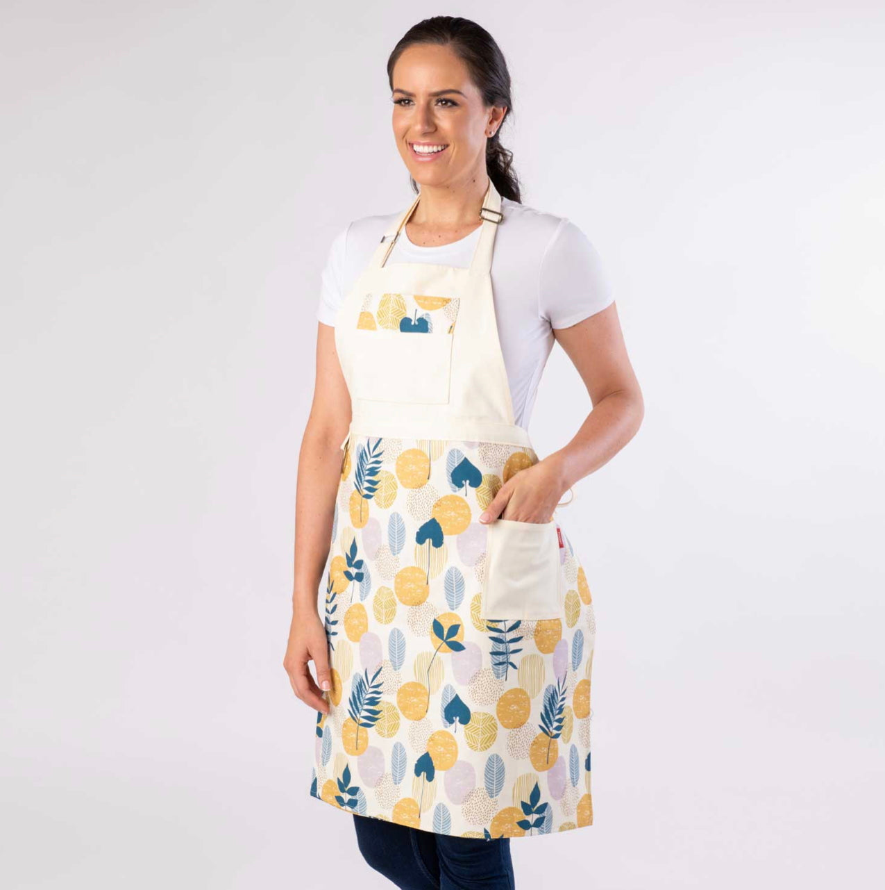 Split Leg Pottery Apron - Pastel Leaf